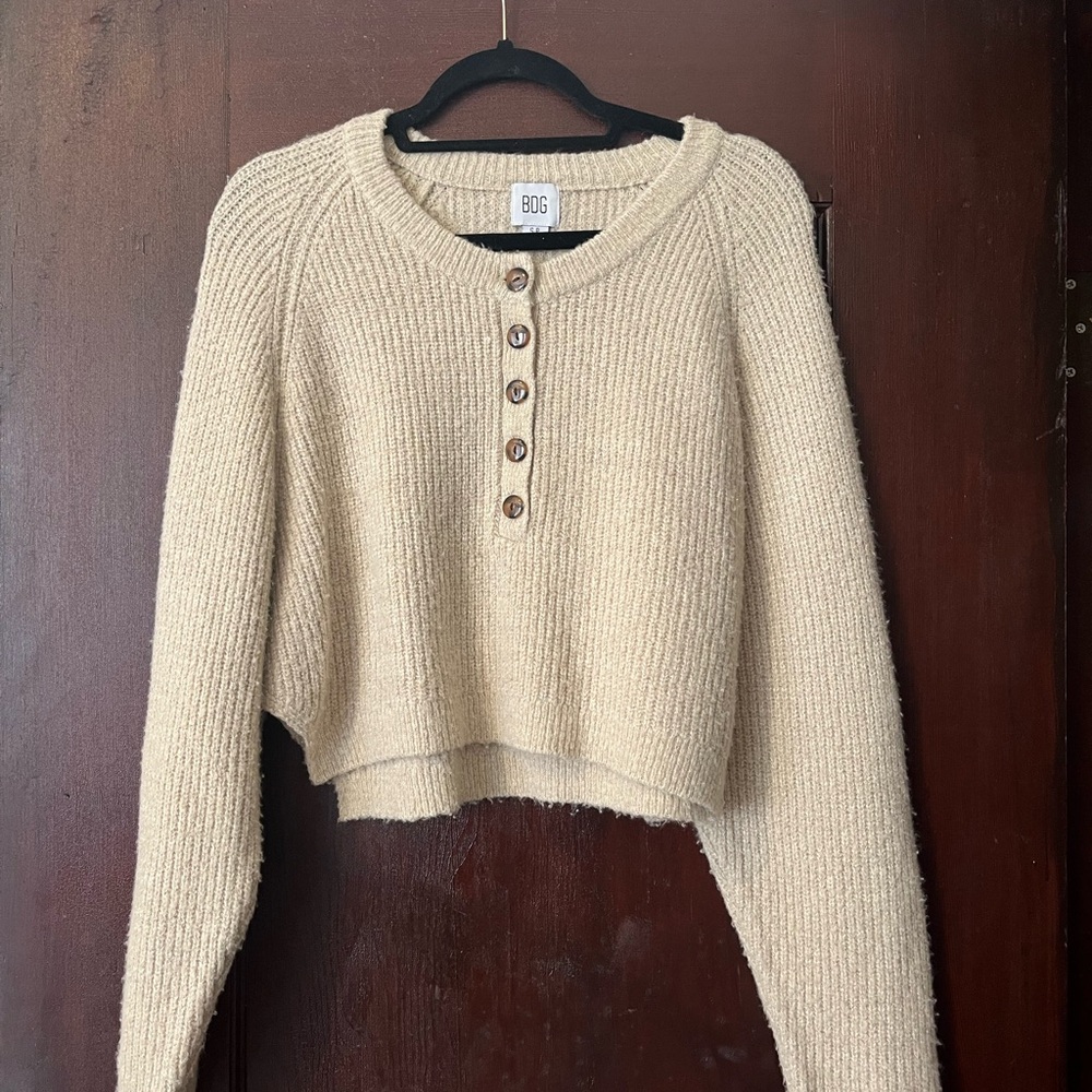 Urban Outfitters Cream Button-Up Sweater
